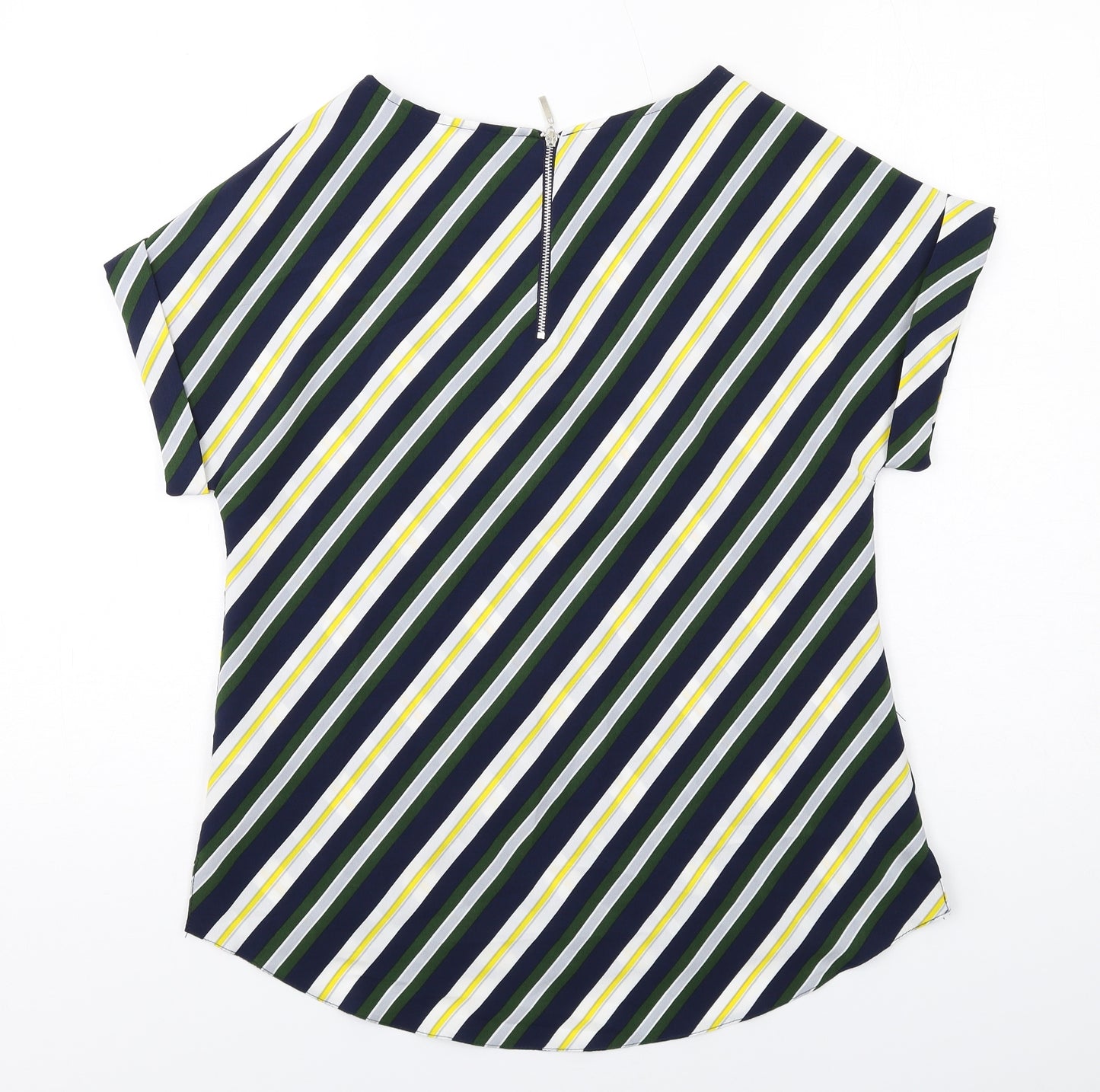 Dorothy Perkins Womens Multicoloured Striped Polyester Basic Blouse Size 10 Boat Neck