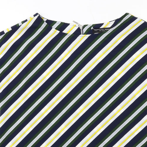 Dorothy Perkins Womens Multicoloured Striped Polyester Basic Blouse Size 10 Boat Neck