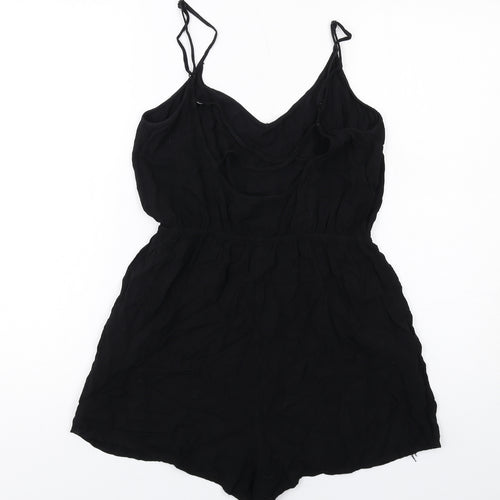 H&M Womens Black Viscose Playsuit One-Piece Size S Pullover