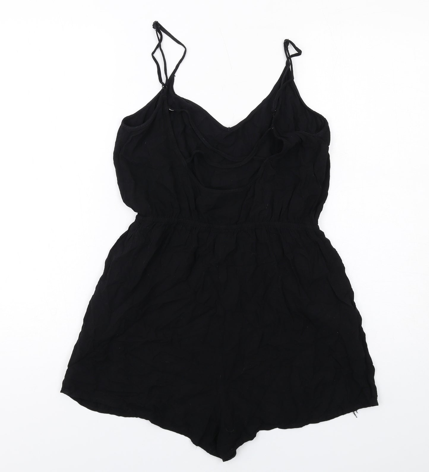 H&M Womens Black Viscose Playsuit One-Piece Size S Pullover