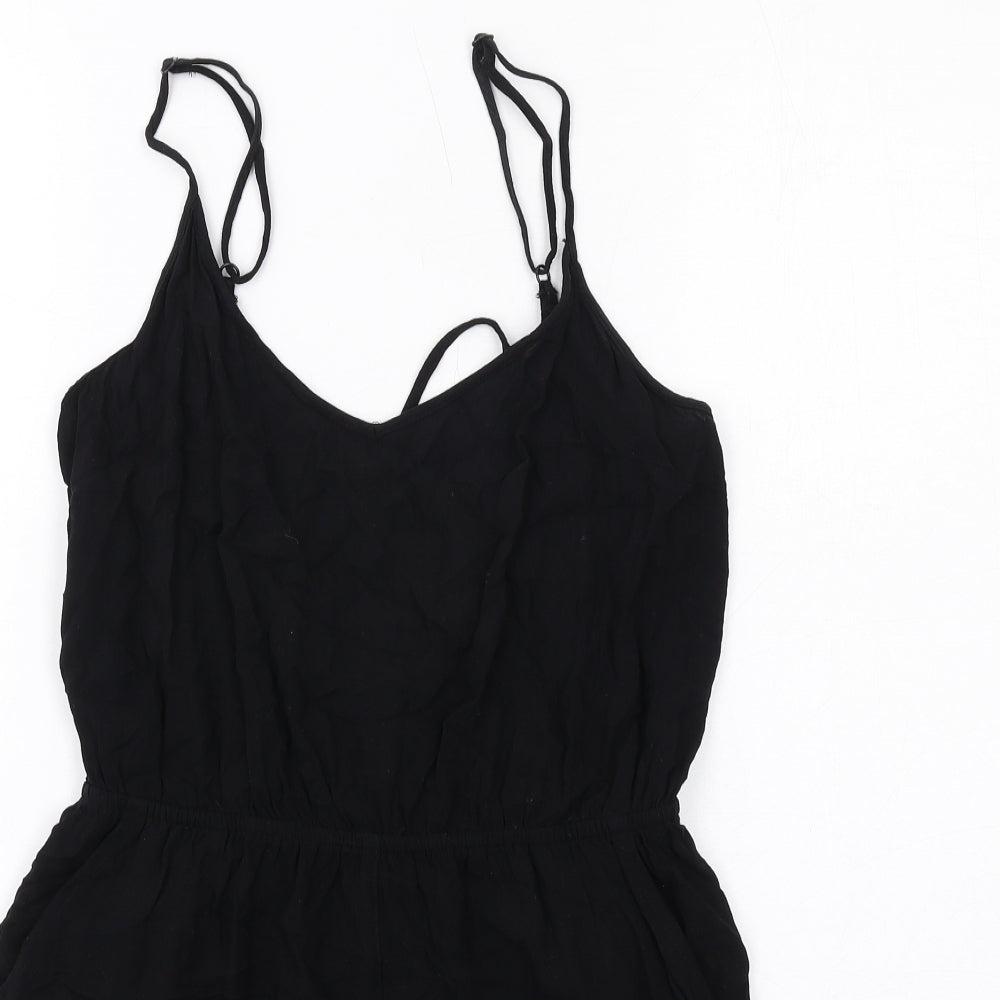 H&M Womens Black Viscose Playsuit One-Piece Size S Pullover