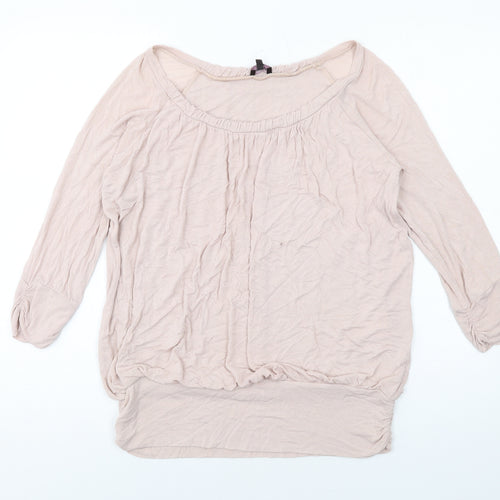 Phase Eight Womens Pink Viscose Basic T-Shirt Size 14 Boat Neck
