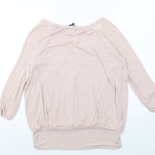 Phase Eight Womens Pink Viscose Basic T-Shirt Size 14 Boat Neck