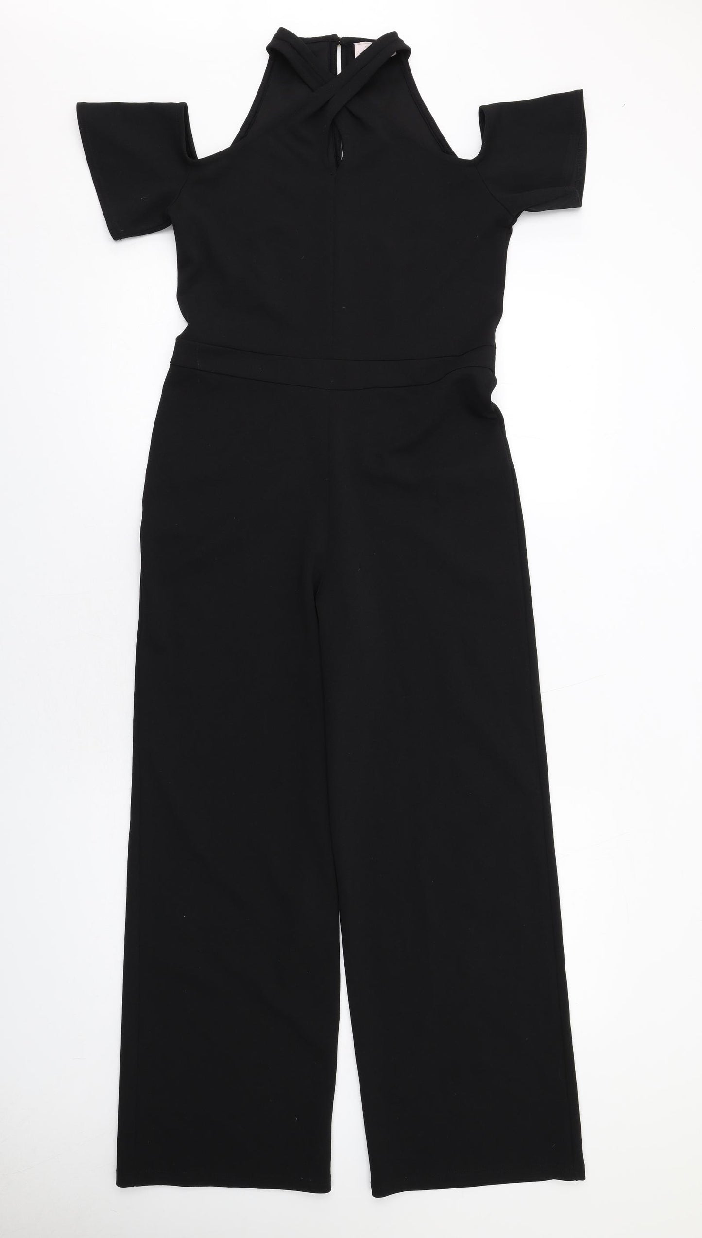 Lipsy Girls Black Polyester Jumpsuit One-Piece Size 13-14 Years L25 in Button
