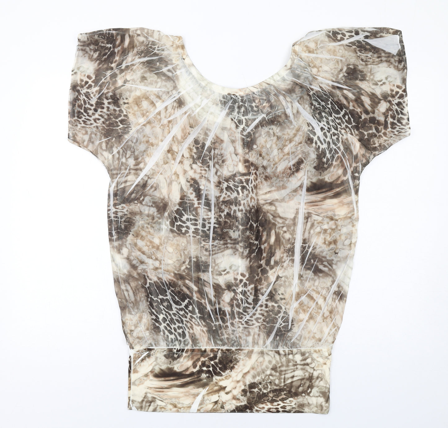 Jane Norman Womens Multicoloured Geometric Polyester Basic Blouse Size 14 Boat Neck