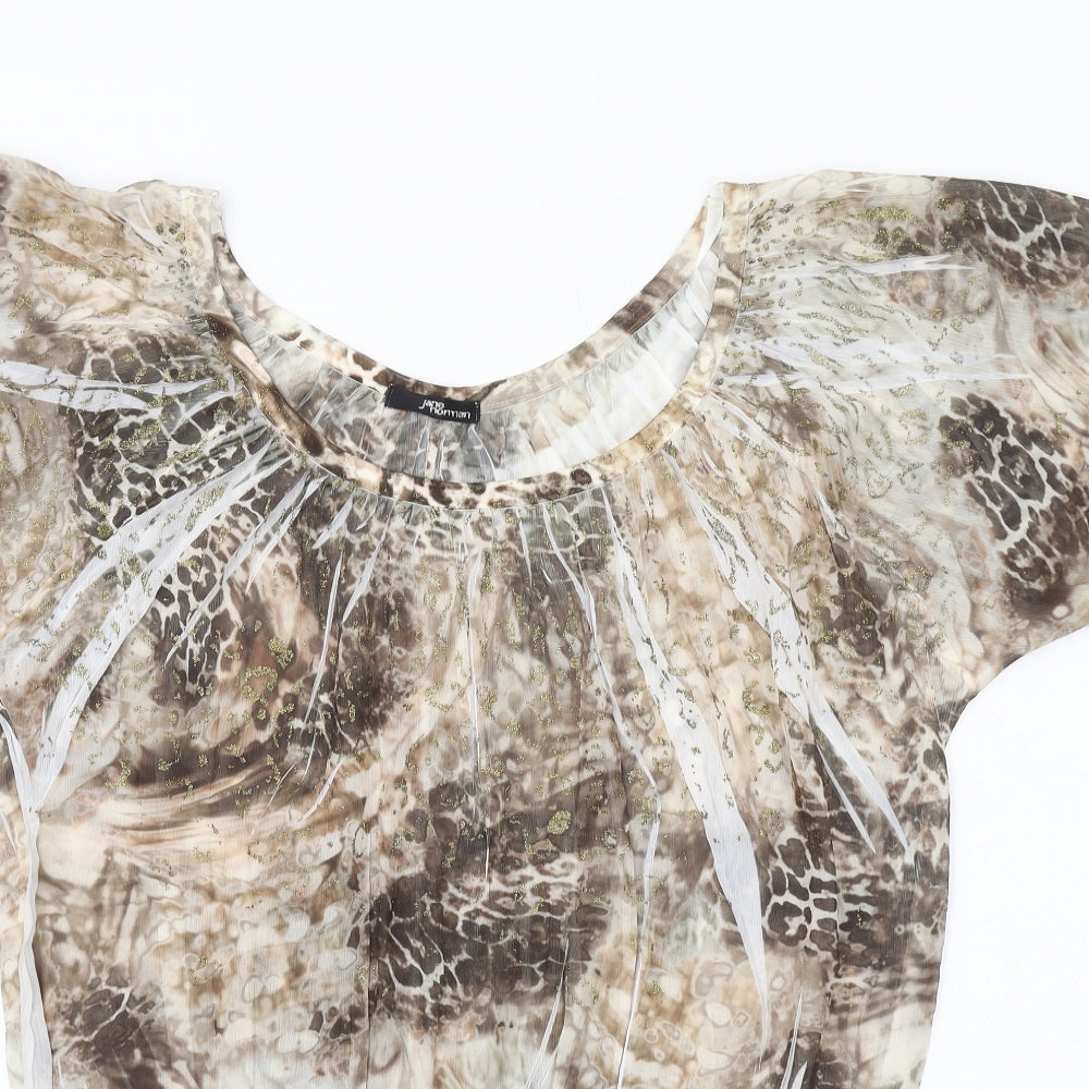 Jane Norman Womens Multicoloured Geometric Polyester Basic Blouse Size 14 Boat Neck