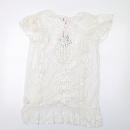 Very Womens White Polyester T-Shirt Dress Size 10 Round Neck Pullover
