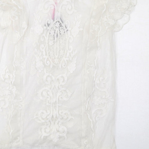 Very Womens White Polyester T-Shirt Dress Size 10 Round Neck Pullover