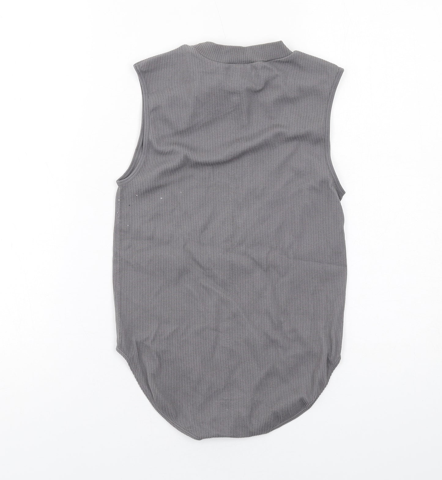 Stradivarius Womens Grey Polyamide Bodysuit One-Piece Size M Snap