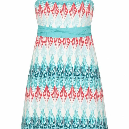 Monsoon Womens Multicoloured Geometric Cotton Slip Dress Size 12 Square Neck Zip