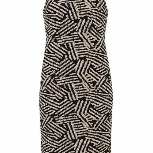 Apricot Womens Black Geometric Viscose Pencil Dress Size 12 Crew Neck Pullover