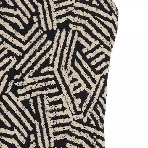 Apricot Womens Black Geometric Viscose Pencil Dress Size 12 Crew Neck Pullover