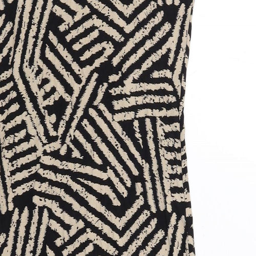 Apricot Womens Black Geometric Viscose Pencil Dress Size 12 Crew Neck Pullover