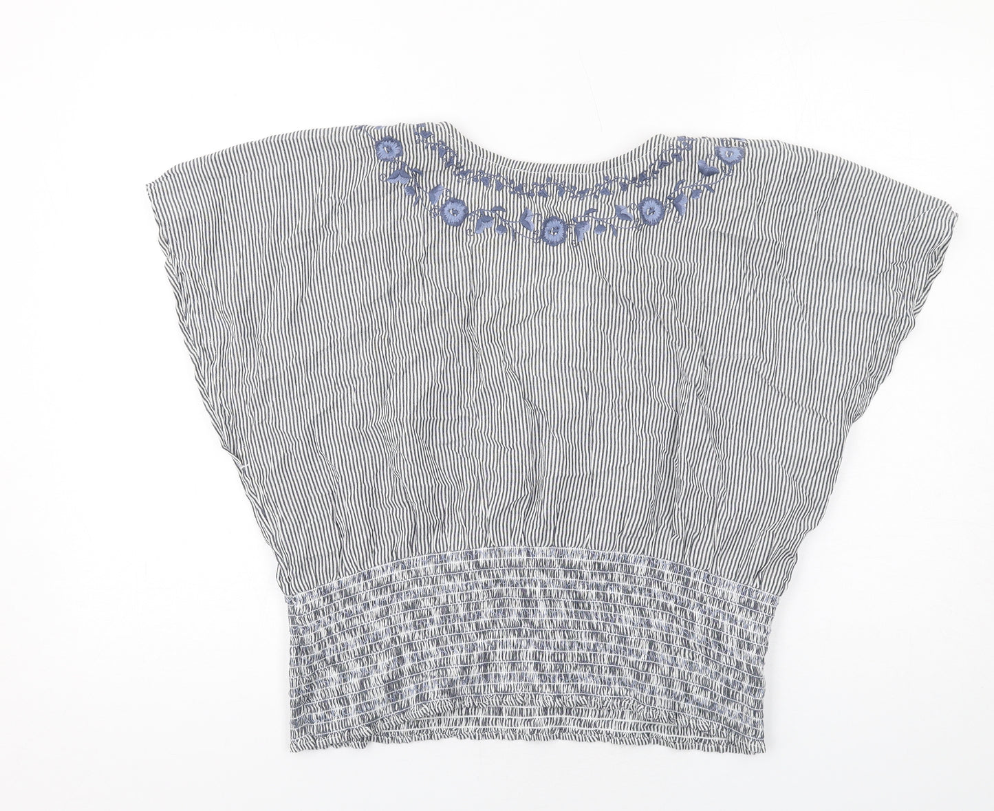 Abercrombie & Fitch Womens Blue Striped Cotton Basic Blouse Size XL V-Neck
