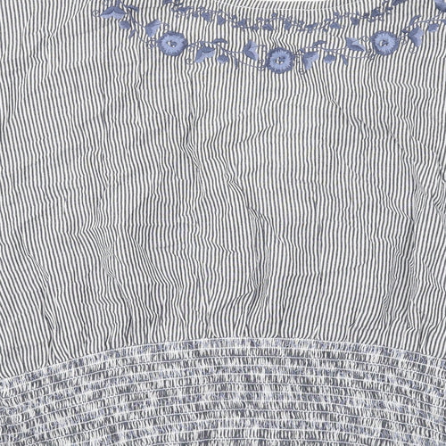Abercrombie & Fitch Womens Blue Striped Cotton Basic Blouse Size XL V-Neck