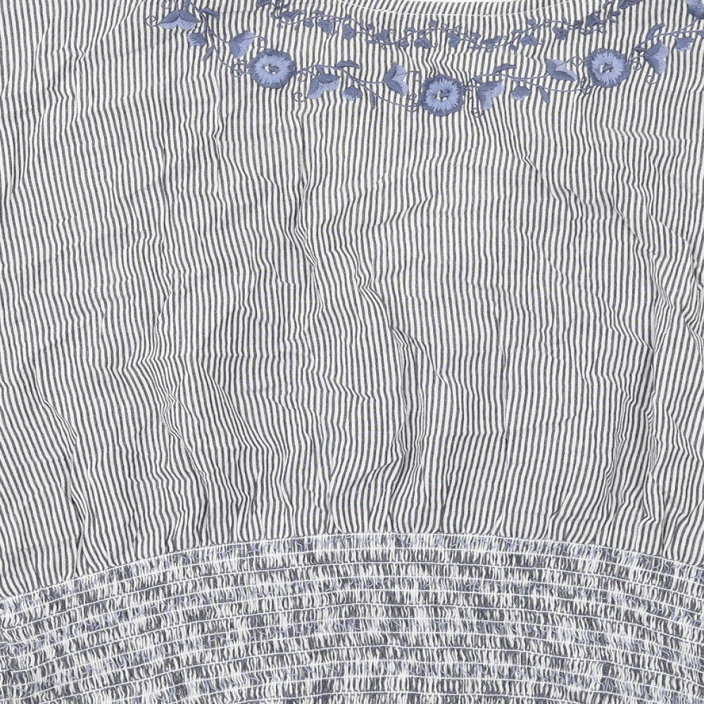 Abercrombie & Fitch Womens Blue Striped Cotton Basic Blouse Size XL V-Neck