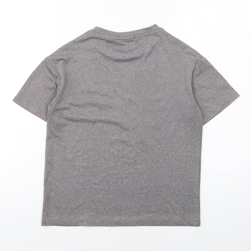 Mango Boys Grey Polyester Basic T-Shirt Size 8-9 Years Round Neck Pullover - I Play Football Everyday
