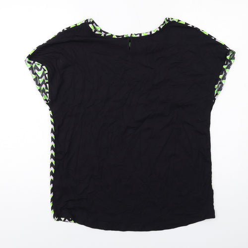 Marks and Spencer Womens Multicoloured Geometric Polyester Basic T-Shirt Size 10 Boat Neck