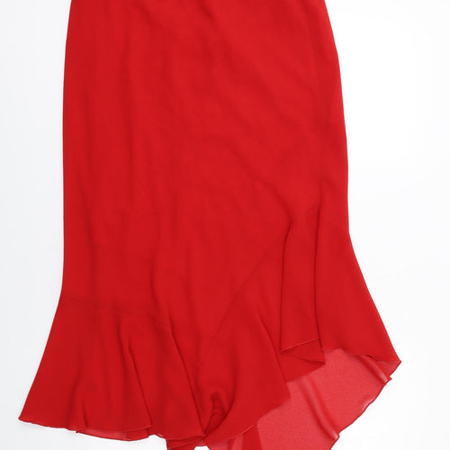 Just Elegance Womens Red Polyester Swing Skirt Size 16