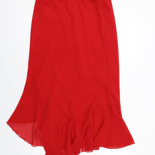 Just Elegance Womens Red Polyester Swing Skirt Size 16