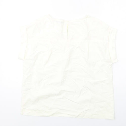 NEXT Womens Ivory Modal Basic Blouse Size 12 Round Neck