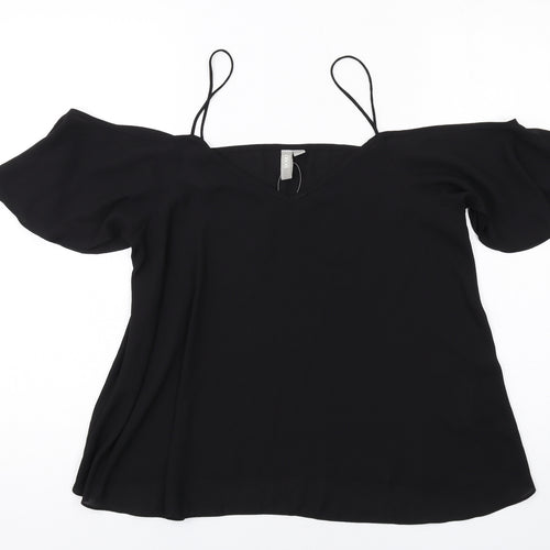 ASOS Womens Black Polyester Basic Blouse Size 12 Off the Shoulder