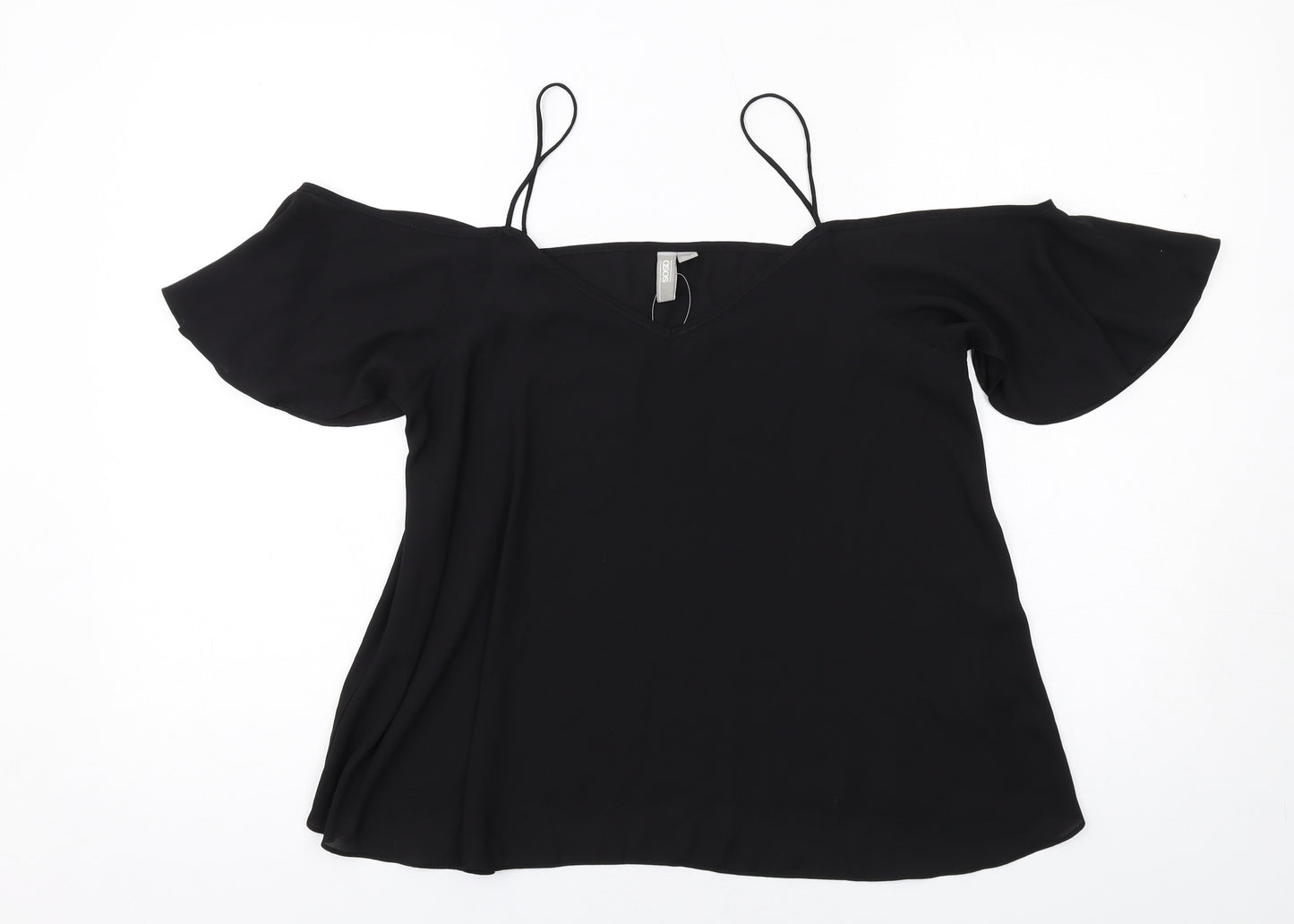 ASOS Womens Black Polyester Basic Blouse Size 12 Off the Shoulder