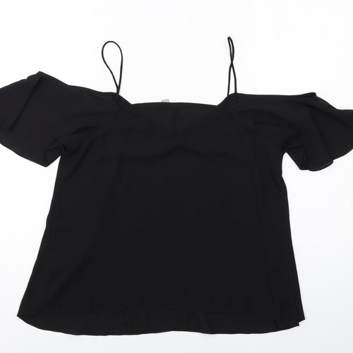 ASOS Womens Black Polyester Basic Blouse Size 12 Off the Shoulder