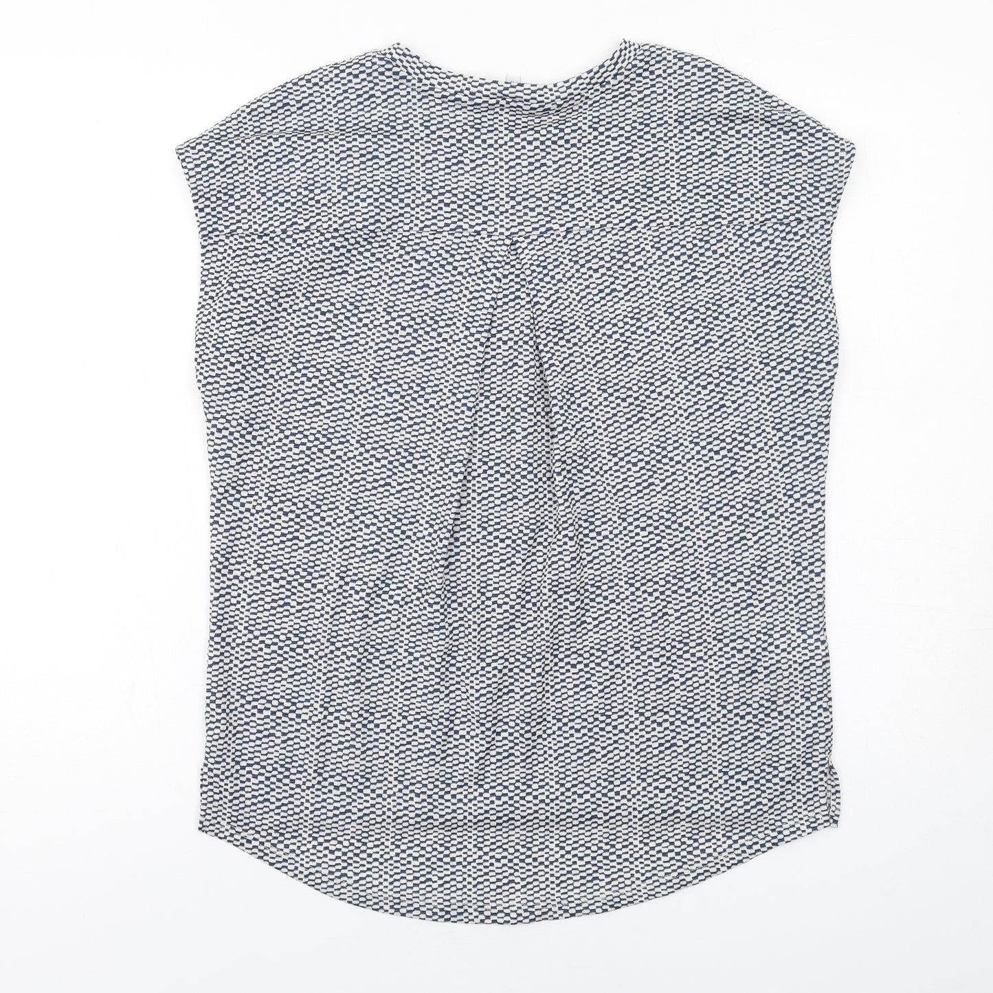 NEXT Womens Blue Geometric Polyester Basic Blouse Size 14 V-Neck