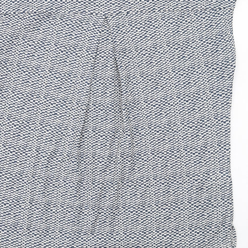 NEXT Womens Blue Geometric Polyester Basic Blouse Size 14 V-Neck