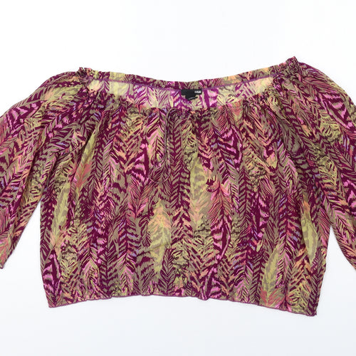 H&M Womens Multicoloured Animal Print Polyester Basic Blouse Size S Off the Shoulder