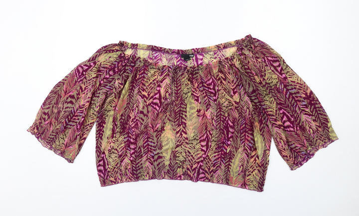 H&M Womens Multicoloured Animal Print Polyester Basic Blouse Size S Off the Shoulder