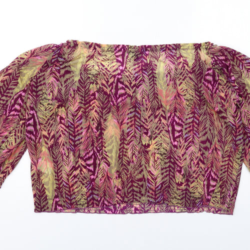 H&M Womens Multicoloured Animal Print Polyester Basic Blouse Size S Off the Shoulder