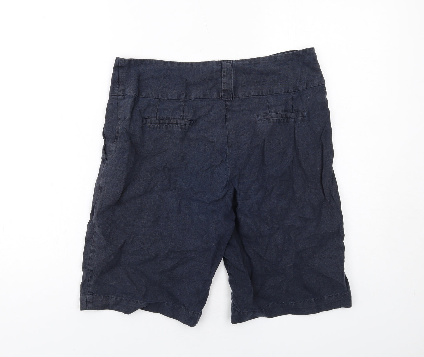 Per Una Womens Blue Linen Skimmer Shorts Size 12 L11 in Regular Zip