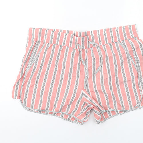 Gap Womens Pink Striped Cotton Basic Shorts Size XL Regular Pull On