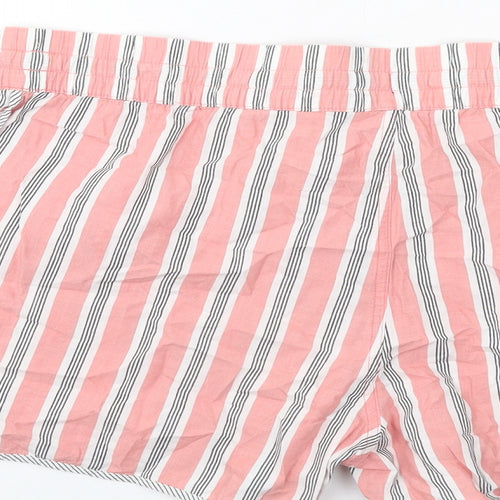 Gap Womens Pink Striped Cotton Basic Shorts Size XL Regular Pull On