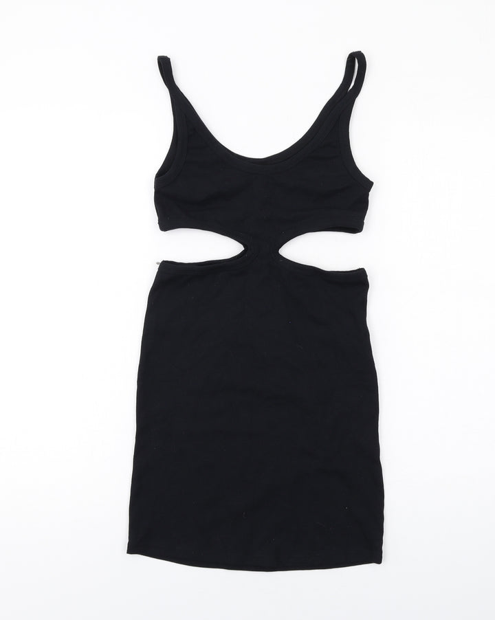 Motel Womens Black Cotton Bodycon Size S Scoop Neck Pullover