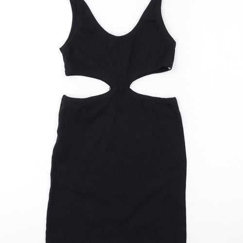 Motel Womens Black Cotton Bodycon Size S Scoop Neck Pullover