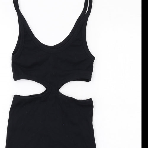 Motel Womens Black Cotton Bodycon Size S Scoop Neck Pullover