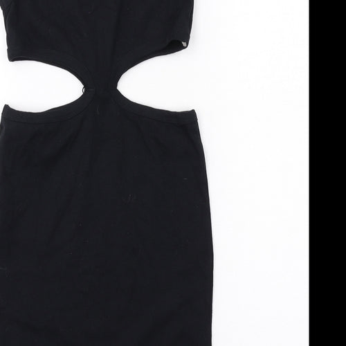 Motel Womens Black Cotton Bodycon Size S Scoop Neck Pullover