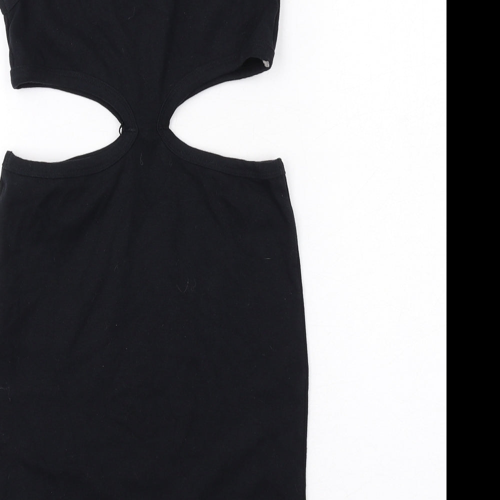 Motel Womens Black Cotton Bodycon Size S Scoop Neck Pullover