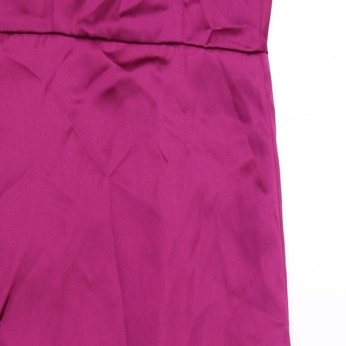 Zara Womens Purple Polyester Slip Dress Size M Square Neck Zip