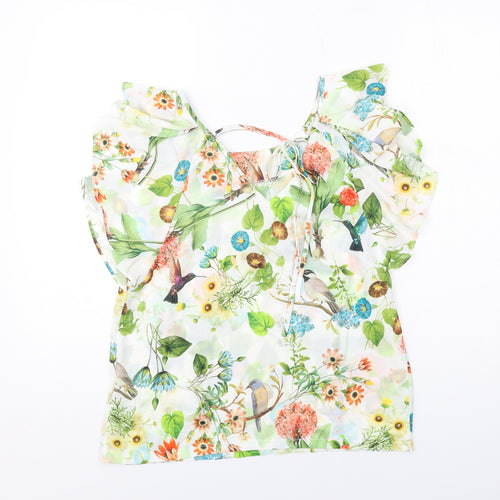 Holly Bracken Womens Multicoloured Floral Polyester Basic Blouse Size S Round Neck