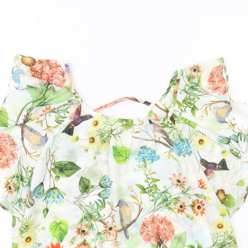 Holly Bracken Womens Multicoloured Floral Polyester Basic Blouse Size S Round Neck