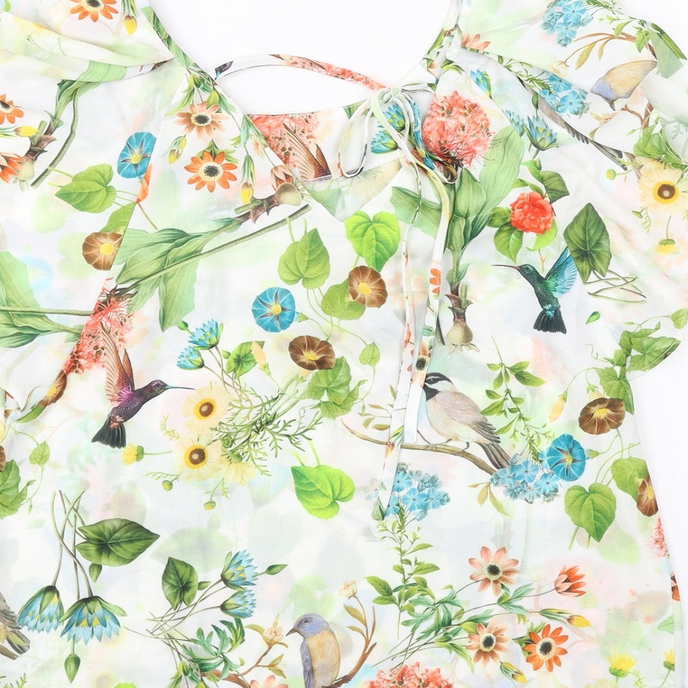 Holly Bracken Womens Multicoloured Floral Polyester Basic Blouse Size S Round Neck