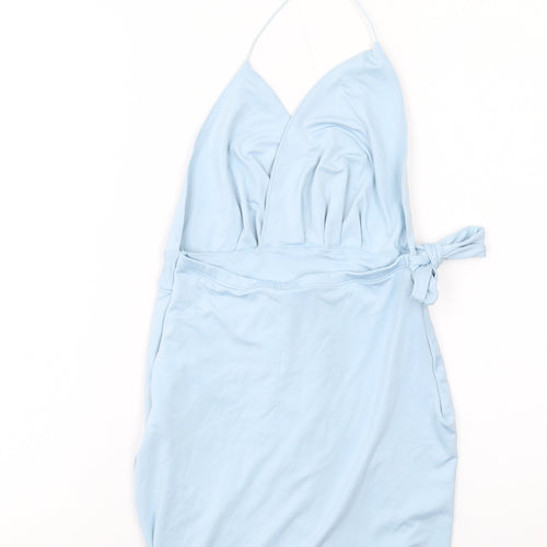 Oh Polly Womens Blue Polyester Mini Size 6 Halter Tie