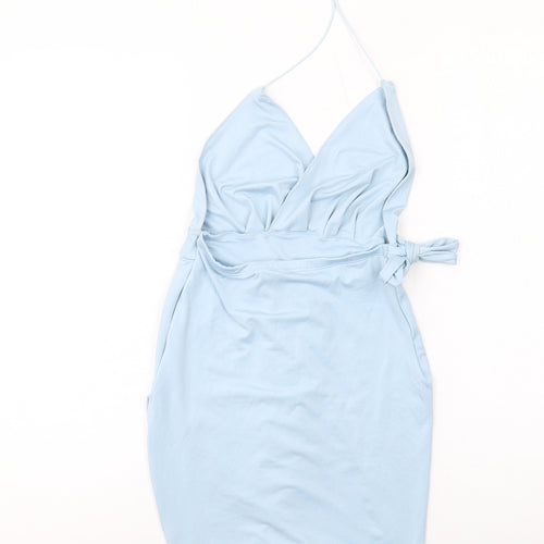 Oh Polly Womens Blue Polyester Mini Size 6 Halter Tie