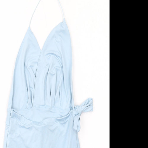 Oh Polly Womens Blue Polyester Mini Size 6 Halter Tie