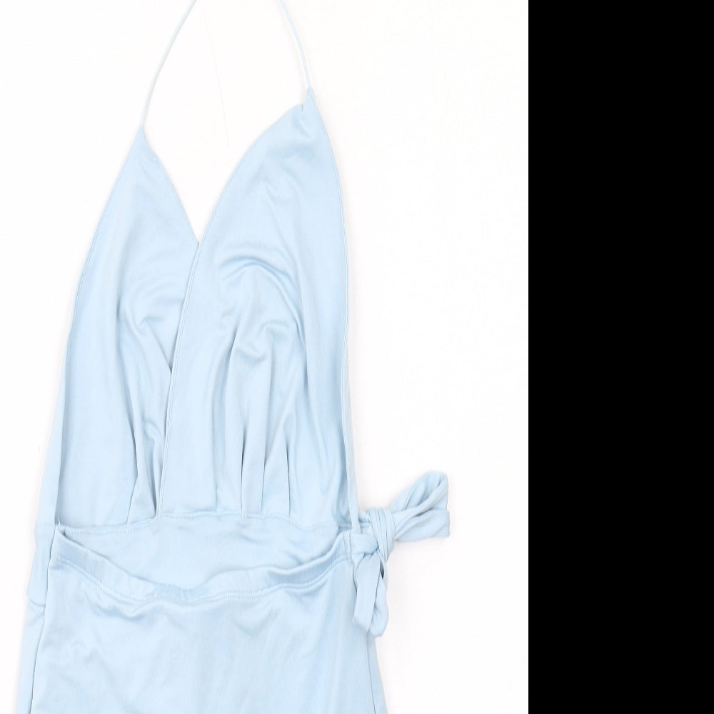 Oh Polly Womens Blue Polyester Mini Size 6 Halter Tie