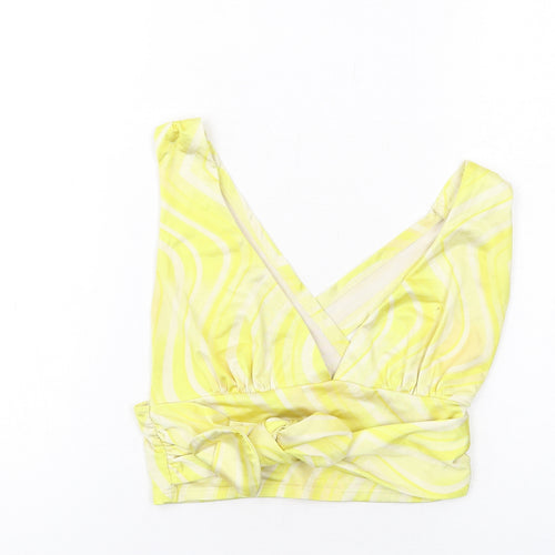 Urban Outfitters Womens Yellow Geometric Polyester Cropped Tank Size S V-Neck